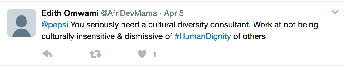Tweet calling for Pepsi to hire diversity consultants 